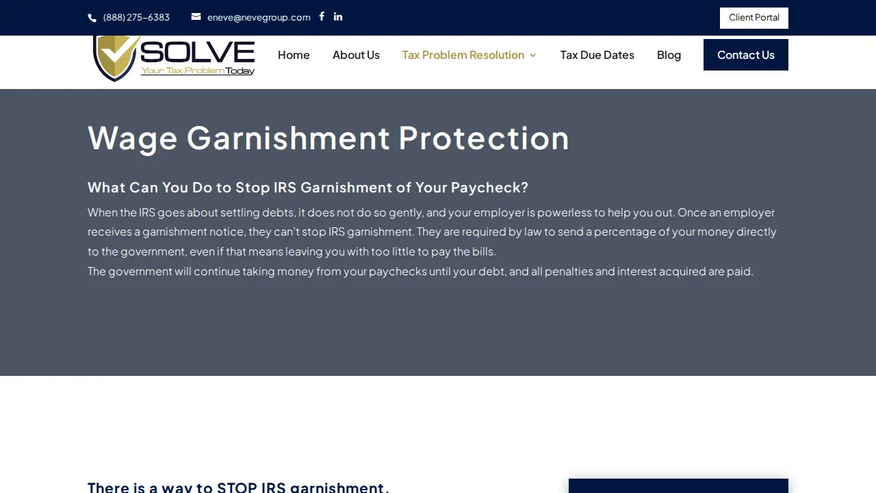 Solve Your Tax Problem TODAY page