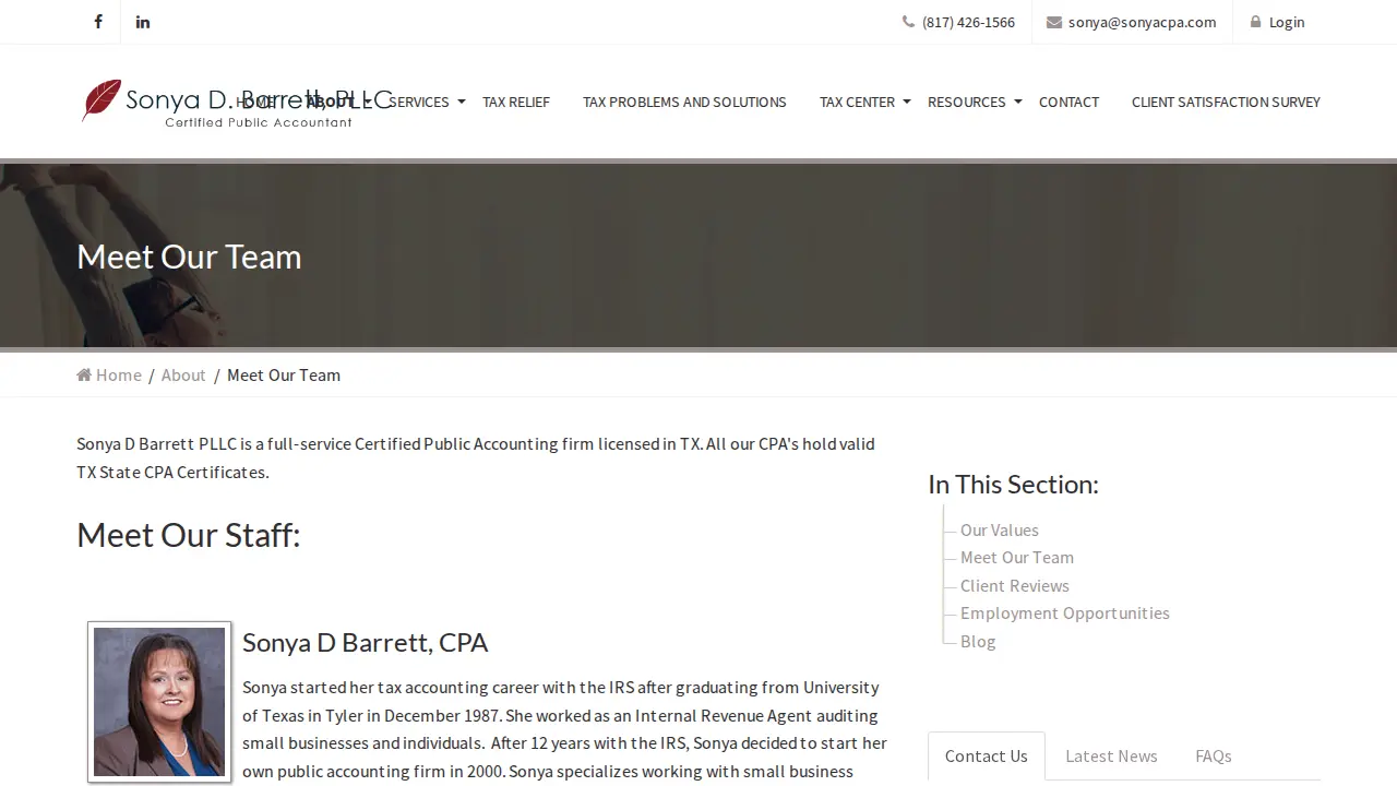 Sonya D Barrett PLLC, CPA page