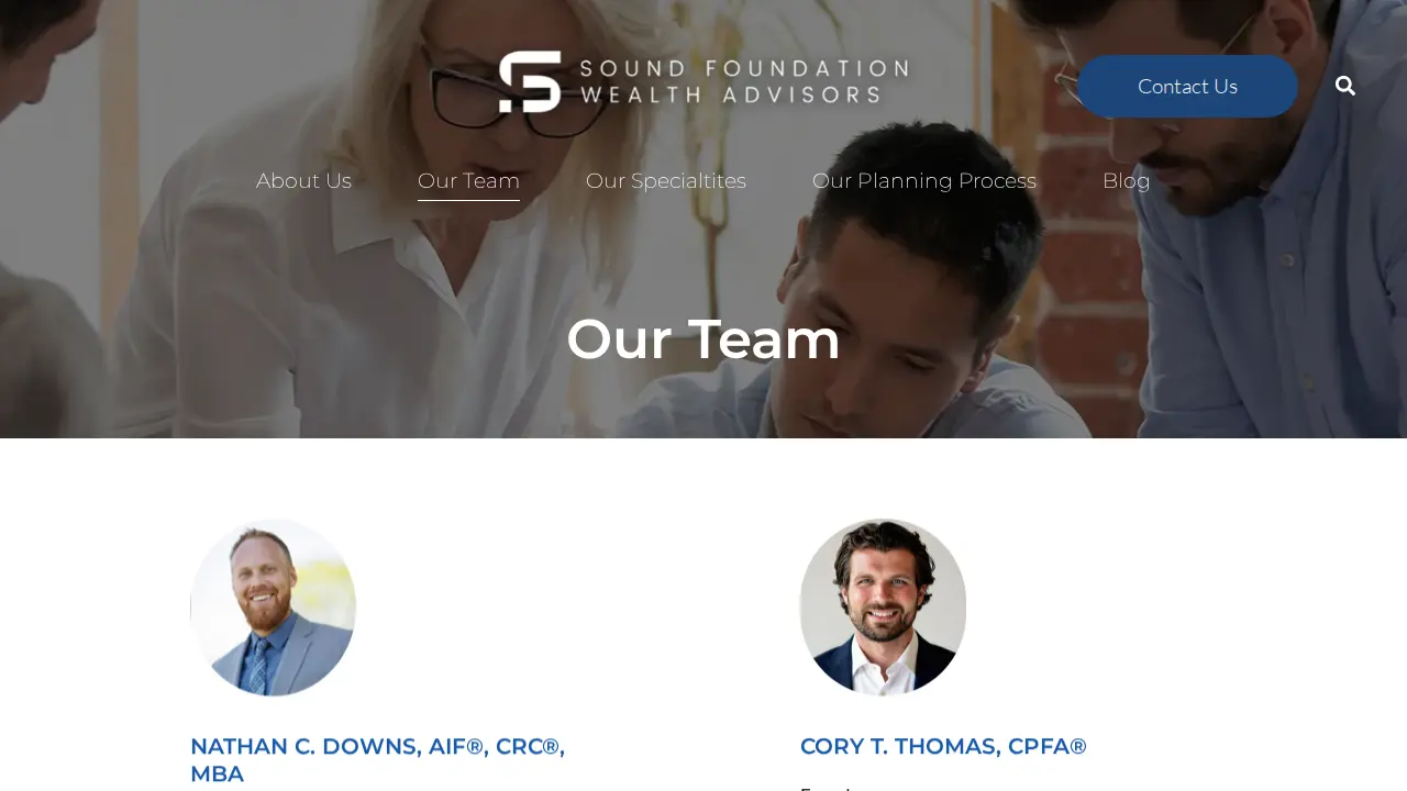 Cory Thomas - Sound Foundation Wealth Advisors page