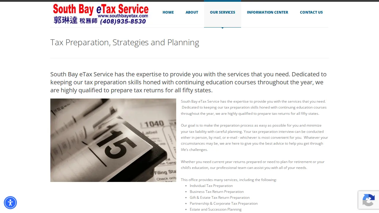 South Bay eTax Service page