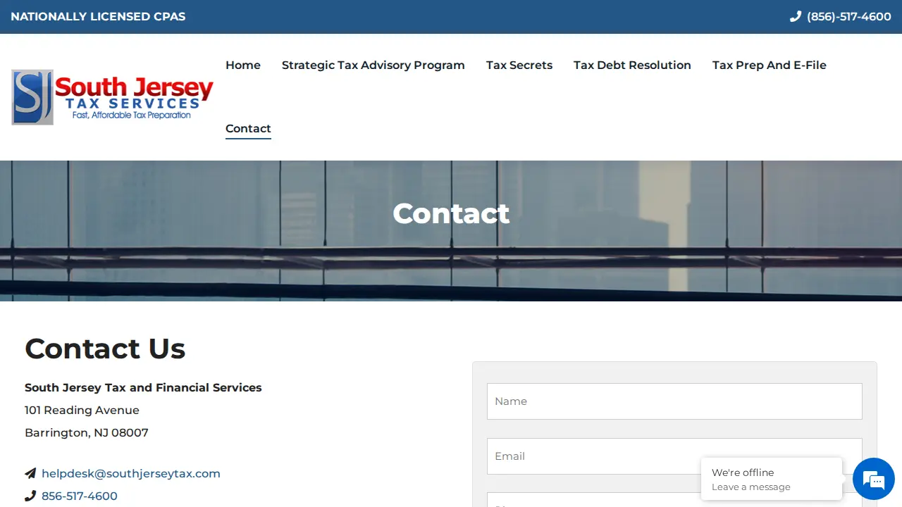 South Jersey Tax and Financial Services - Tax Debt Resolution page