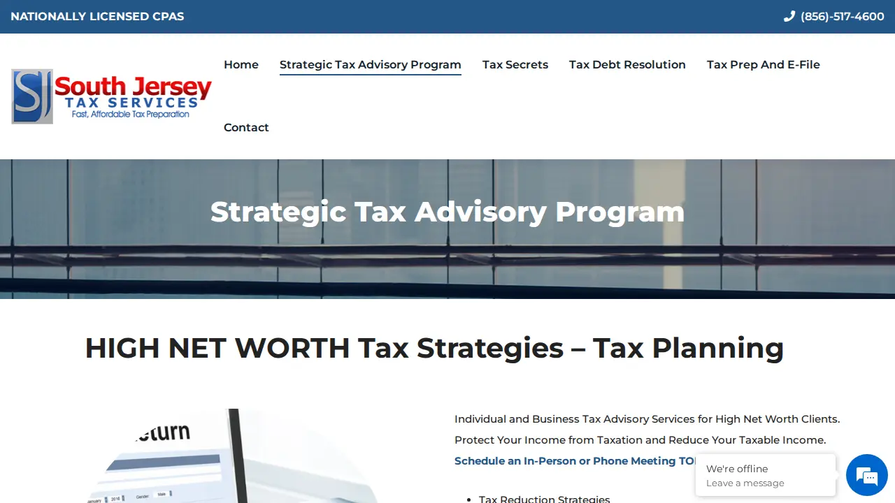 South Jersey Tax and Financial Services - Tax Debt Resolution page