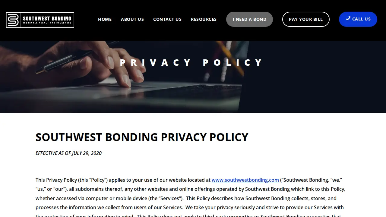Southwest Bonding Company, LLC page