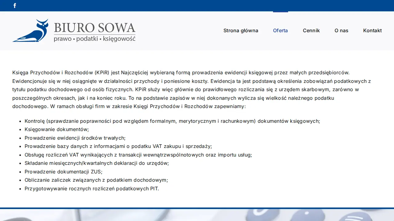 Sowa Biuro rachunkowo - podatkowe page
