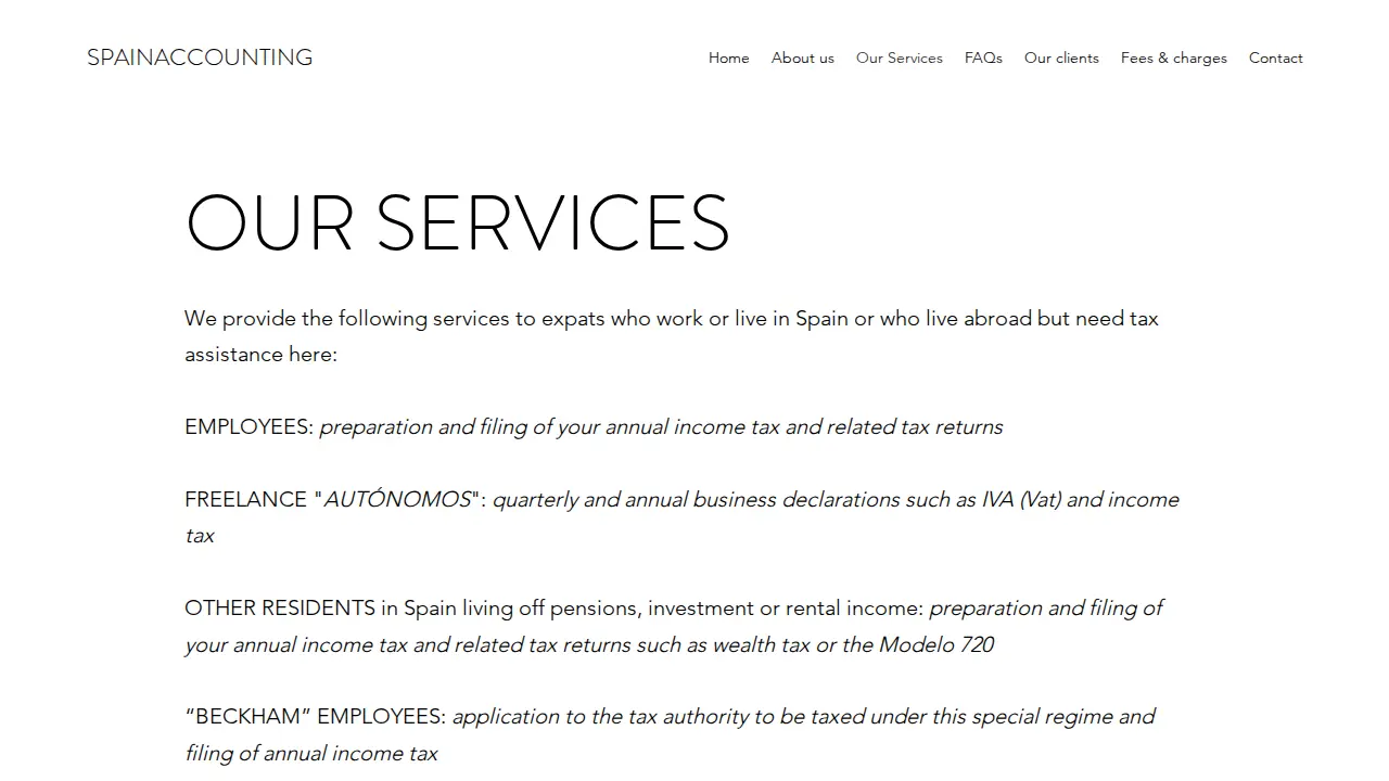 Spain Accounting page