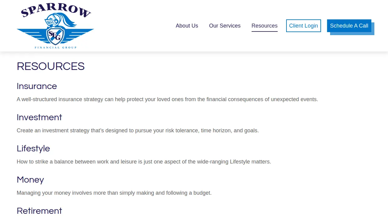 Sparrow Financial Group page