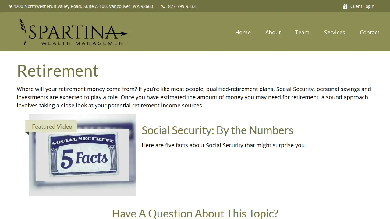 Spartina Wealth Management page