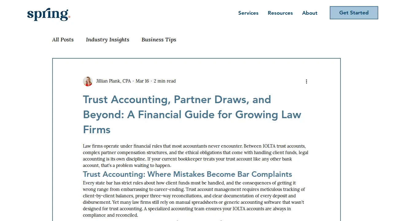 Spring Accounting page