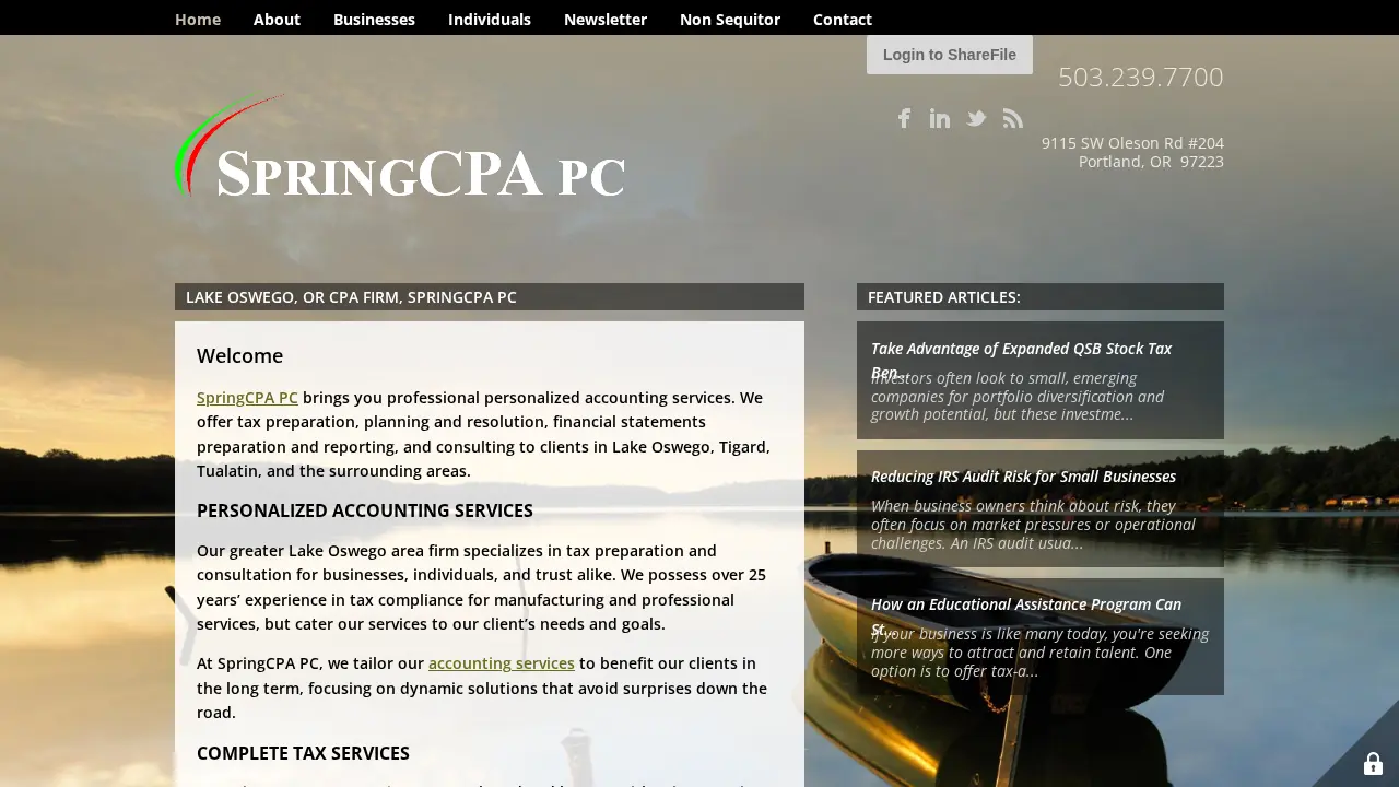 SpringCPA PC page