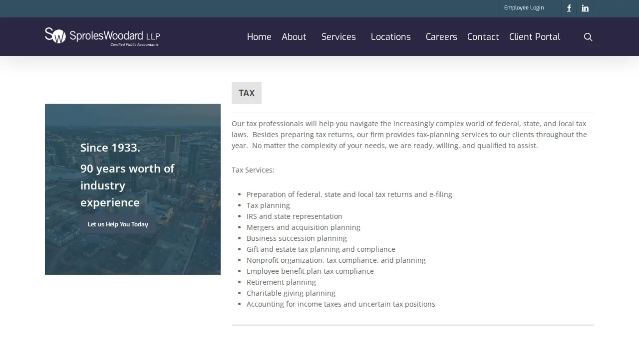 Sproles Woodard LLP page