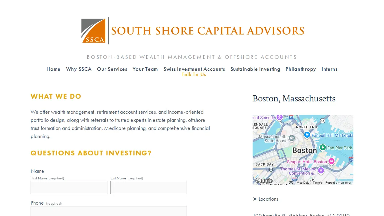 South Shore Capital Advisors page