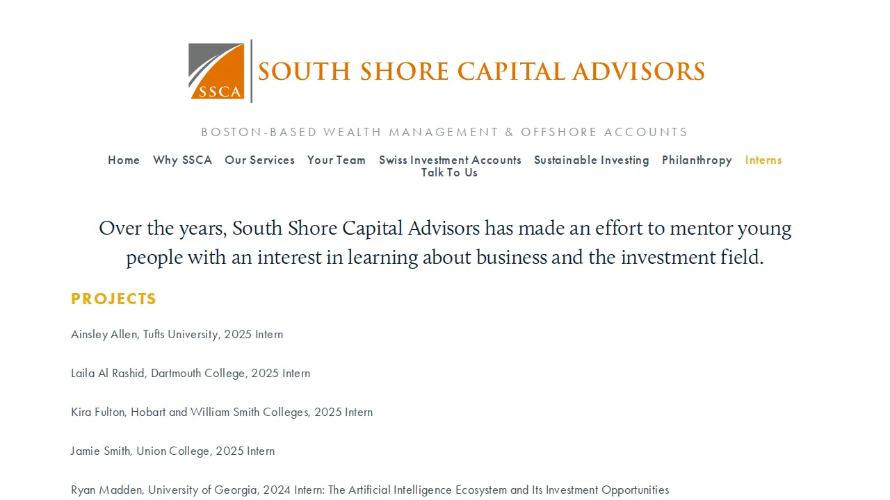 South Shore Capital Advisors page