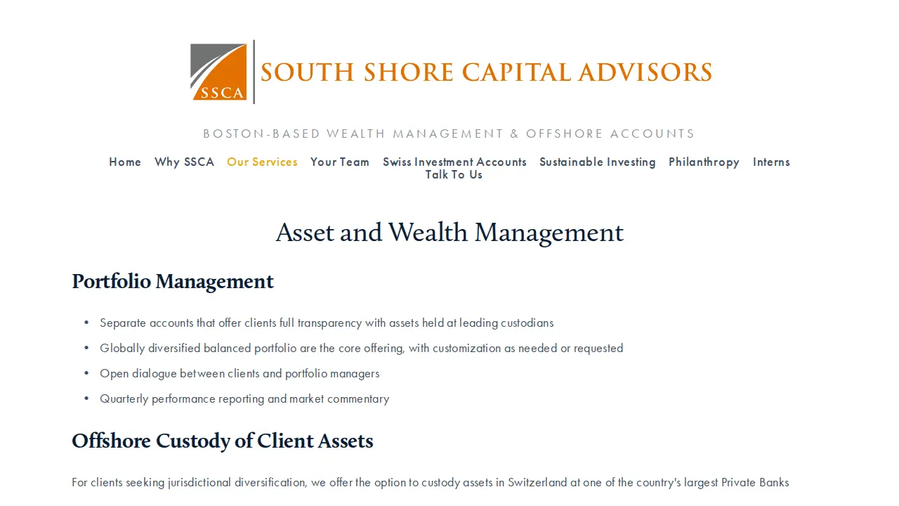 South Shore Capital Advisors page