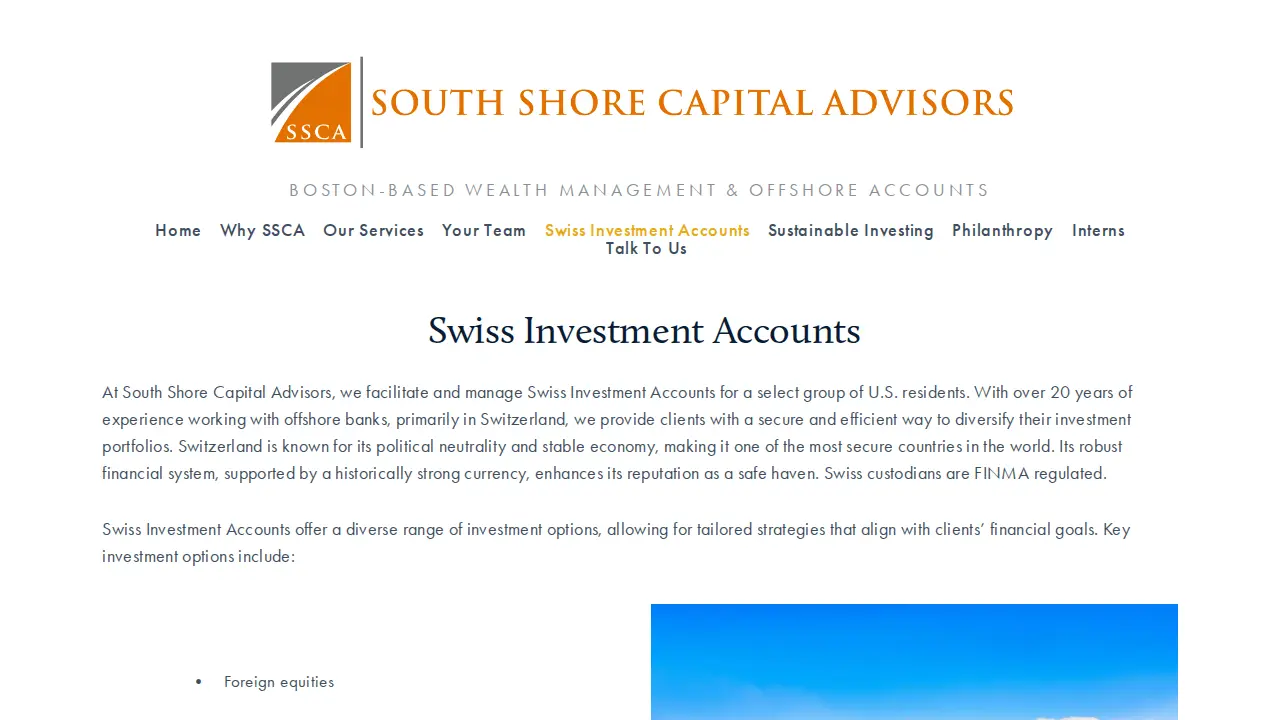 South Shore Capital Advisors page