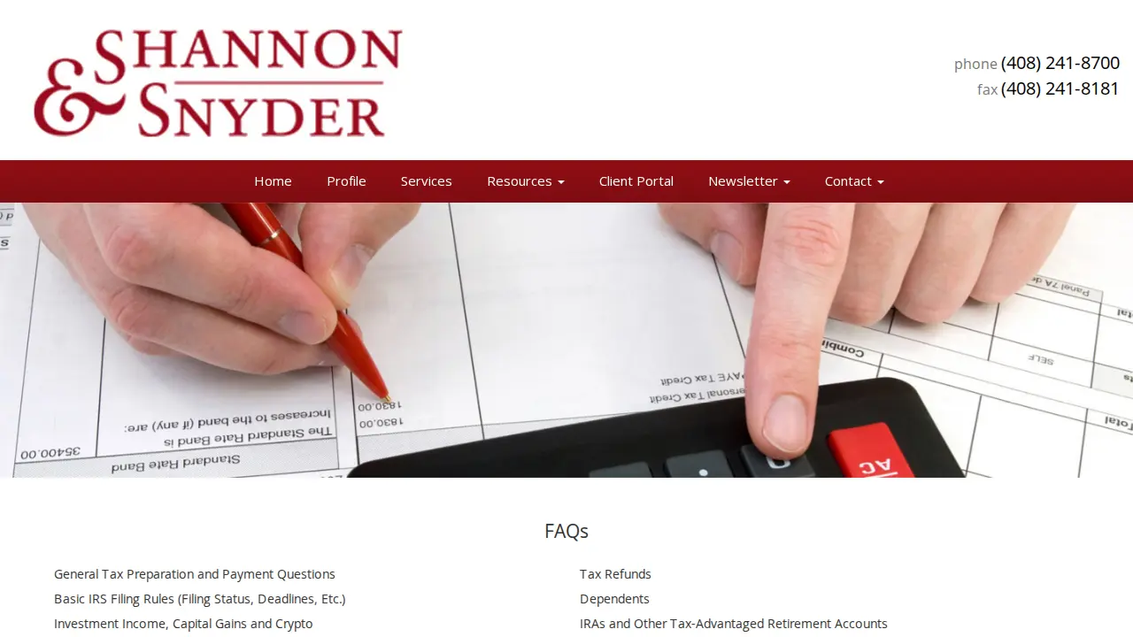 Shannon & Snyder CPAs page