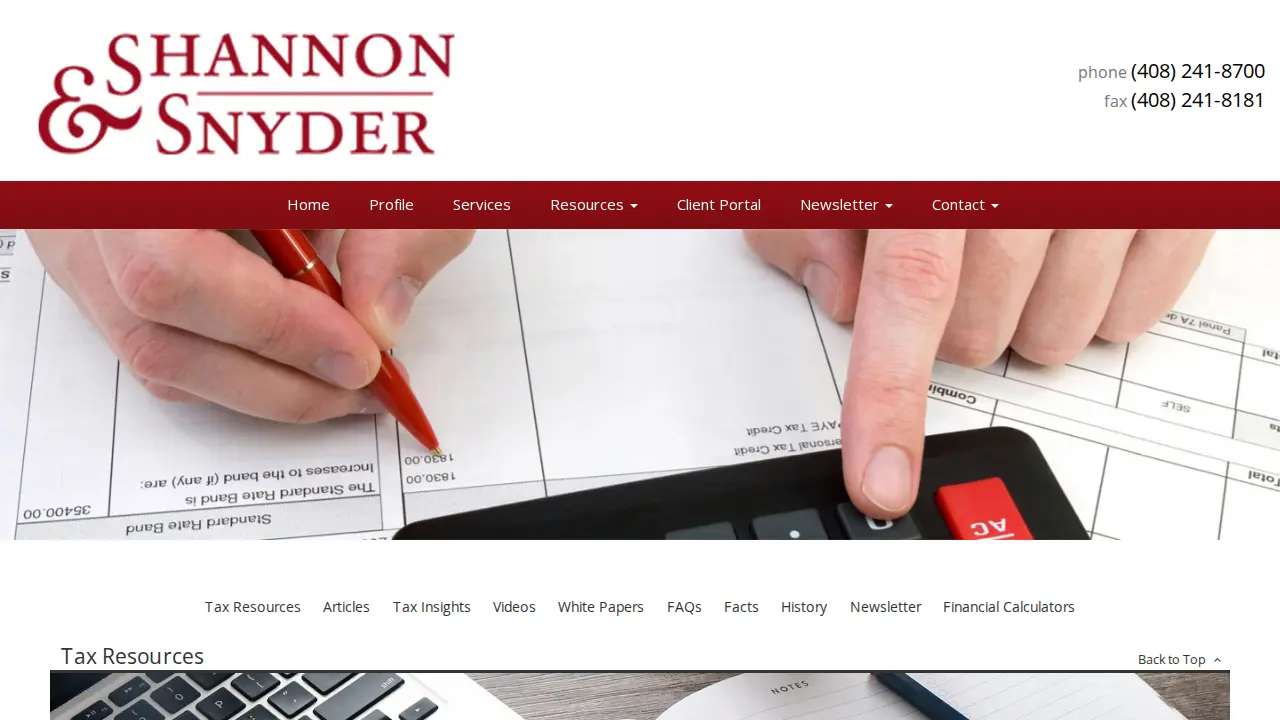 Shannon & Snyder CPAs page