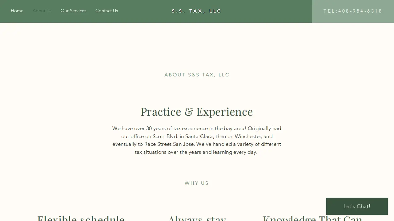 S S Tax & Financial Services page