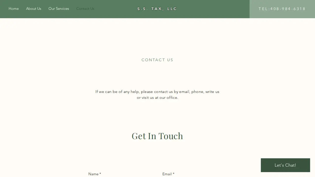 S S Tax & Financial Services page
