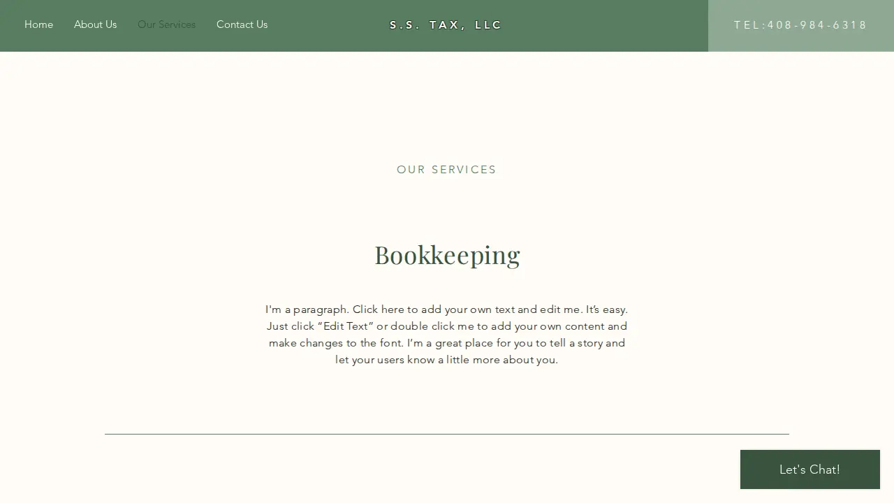 S S Tax & Financial Services page