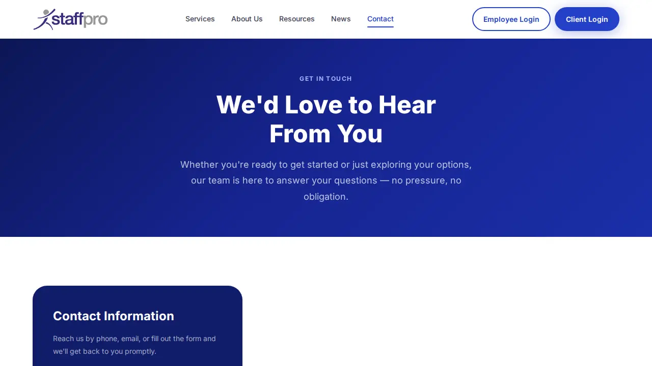 StaffPro page