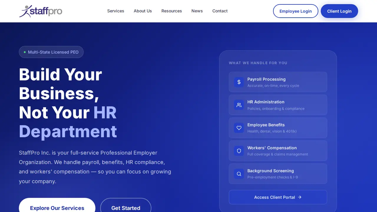 StaffPro page
