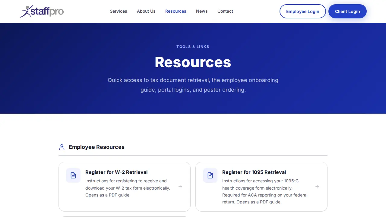 StaffPro page