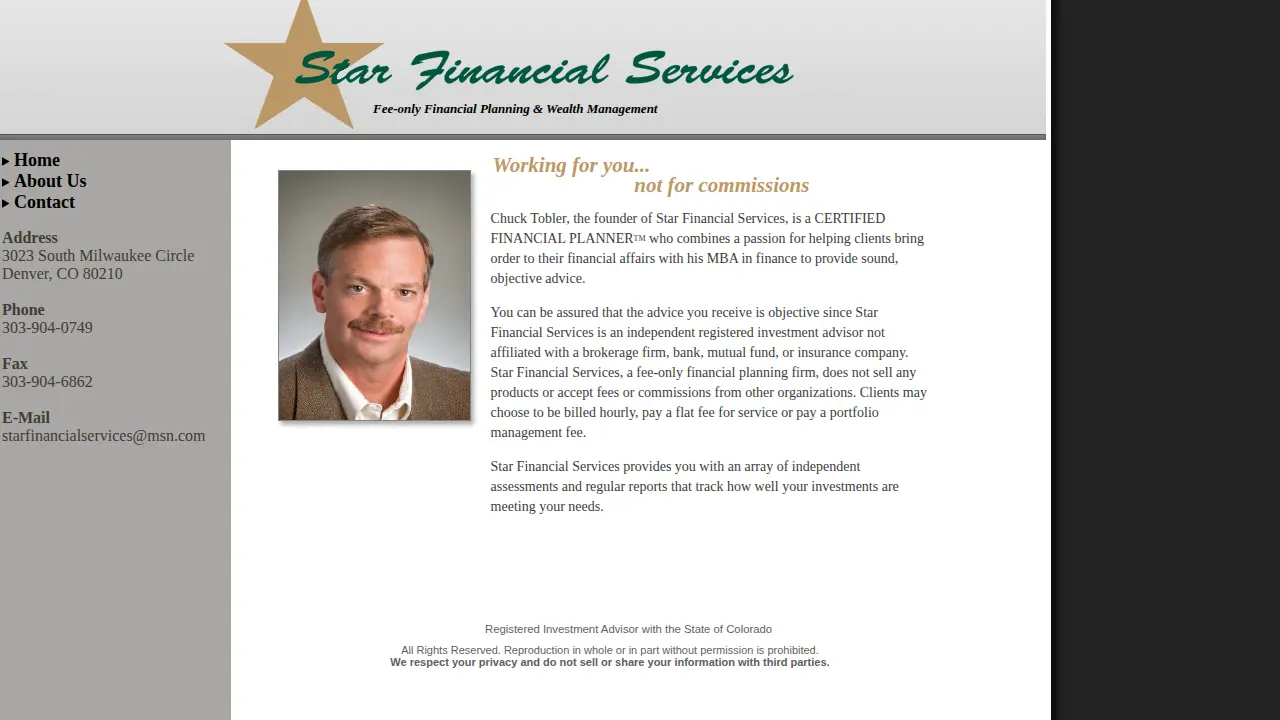 Star Financial Services page