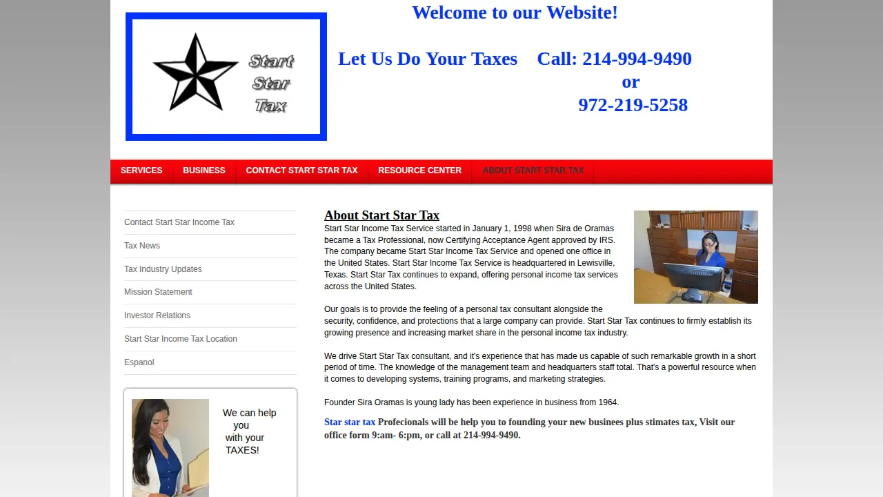 Start Star Tax page