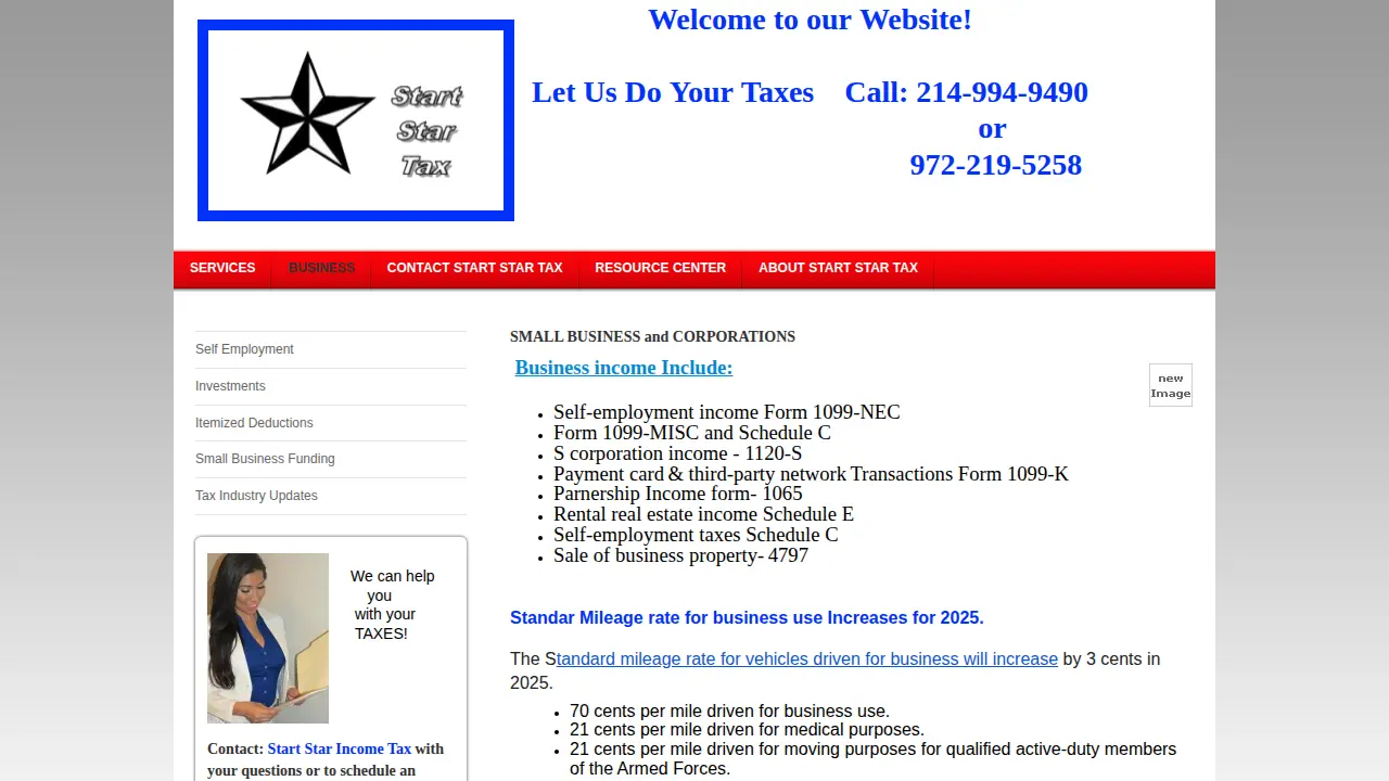 Start Star Tax page