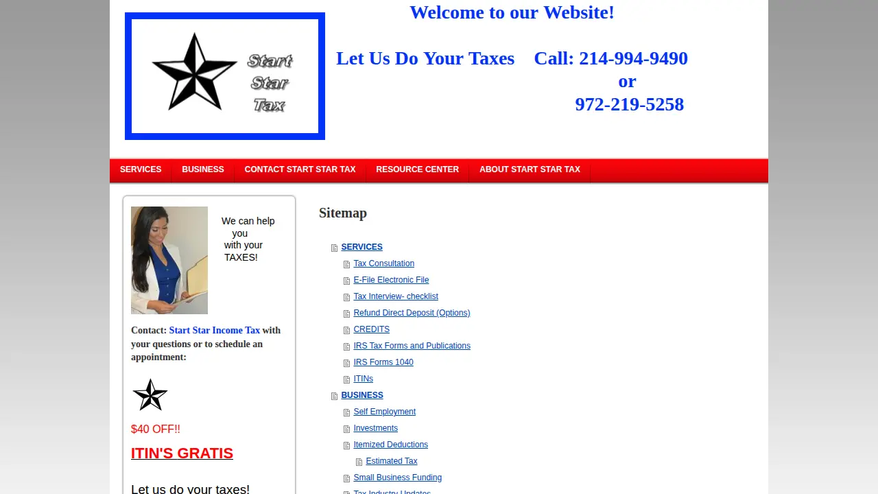 Start Star Tax page