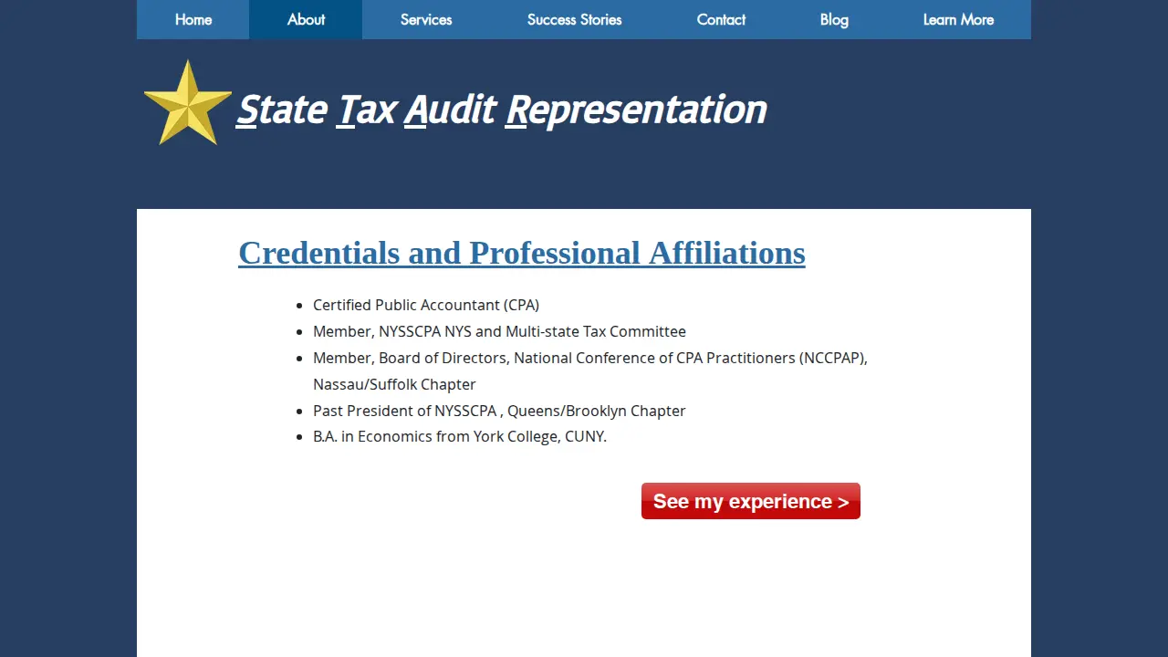 State Tax Audit Representation page
