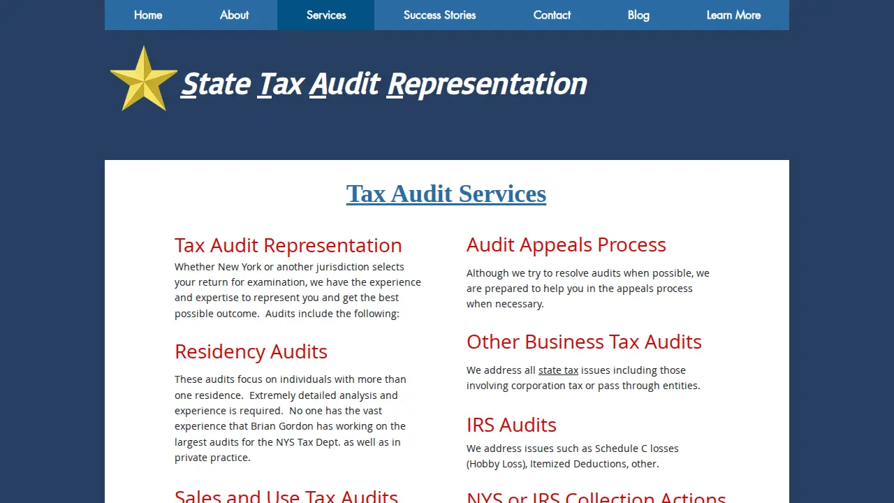 State Tax Audit Representation page