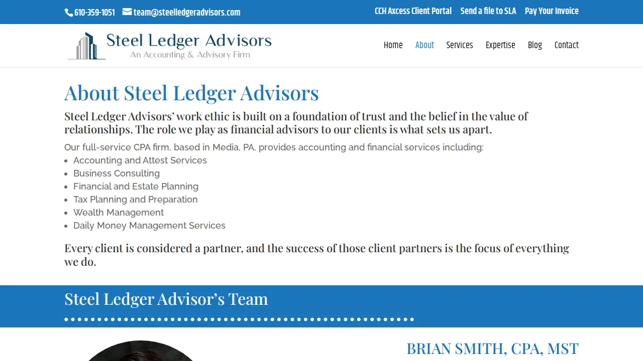 Steel Ledger Advisors page
