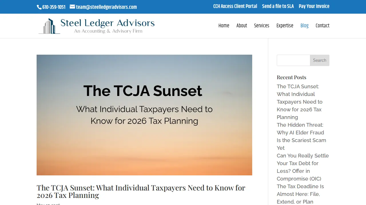 Steel Ledger Advisors page