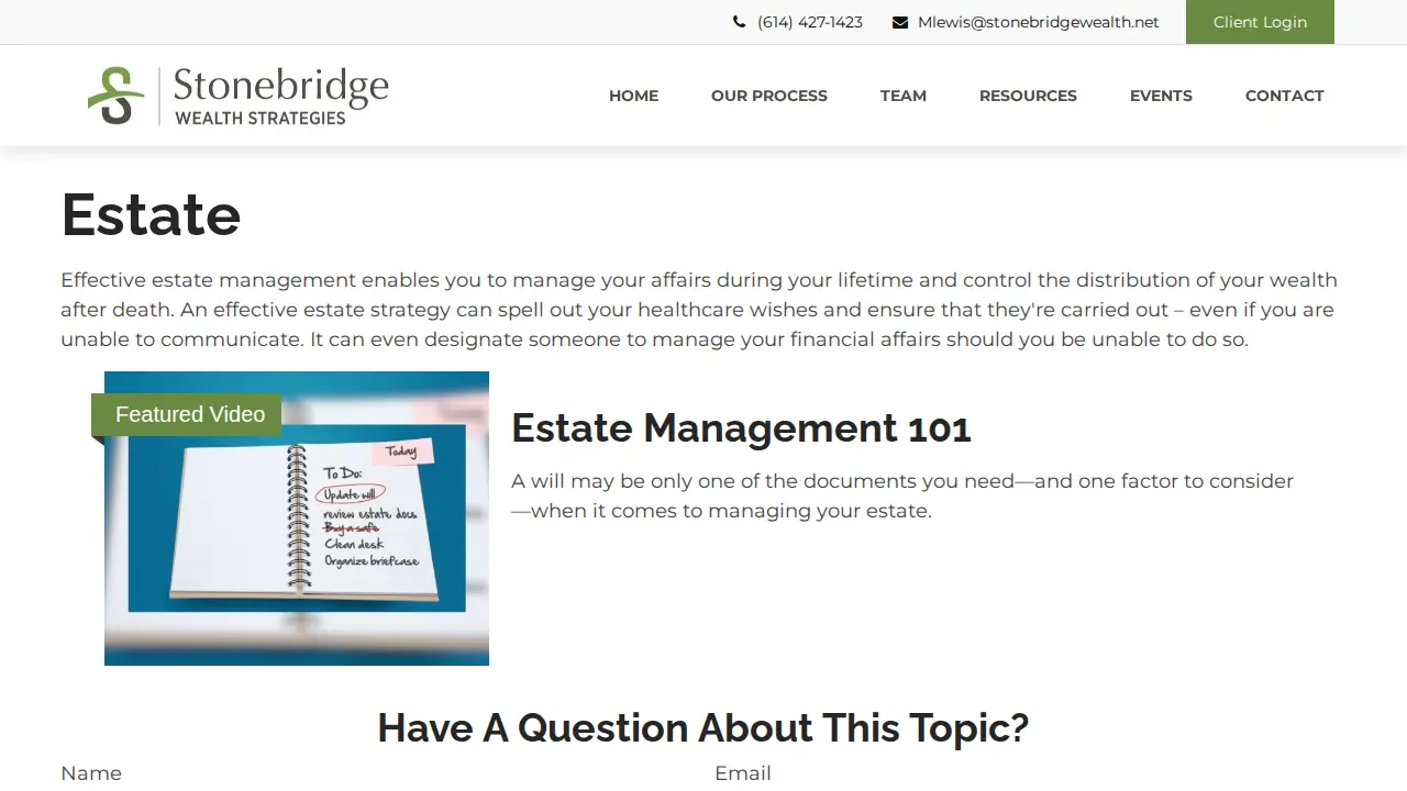 Stonebridge Wealth Strategies page