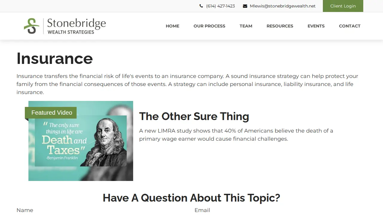 Stonebridge Wealth Strategies page