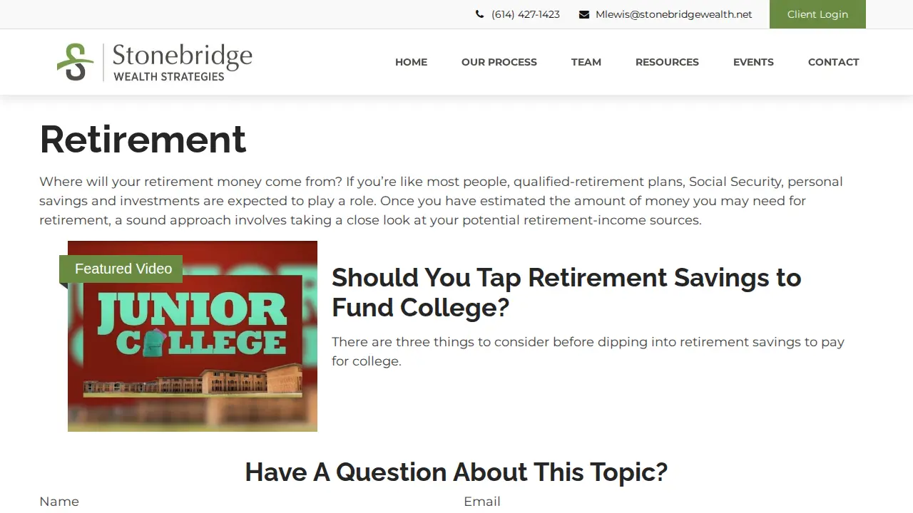 Stonebridge Wealth Strategies page