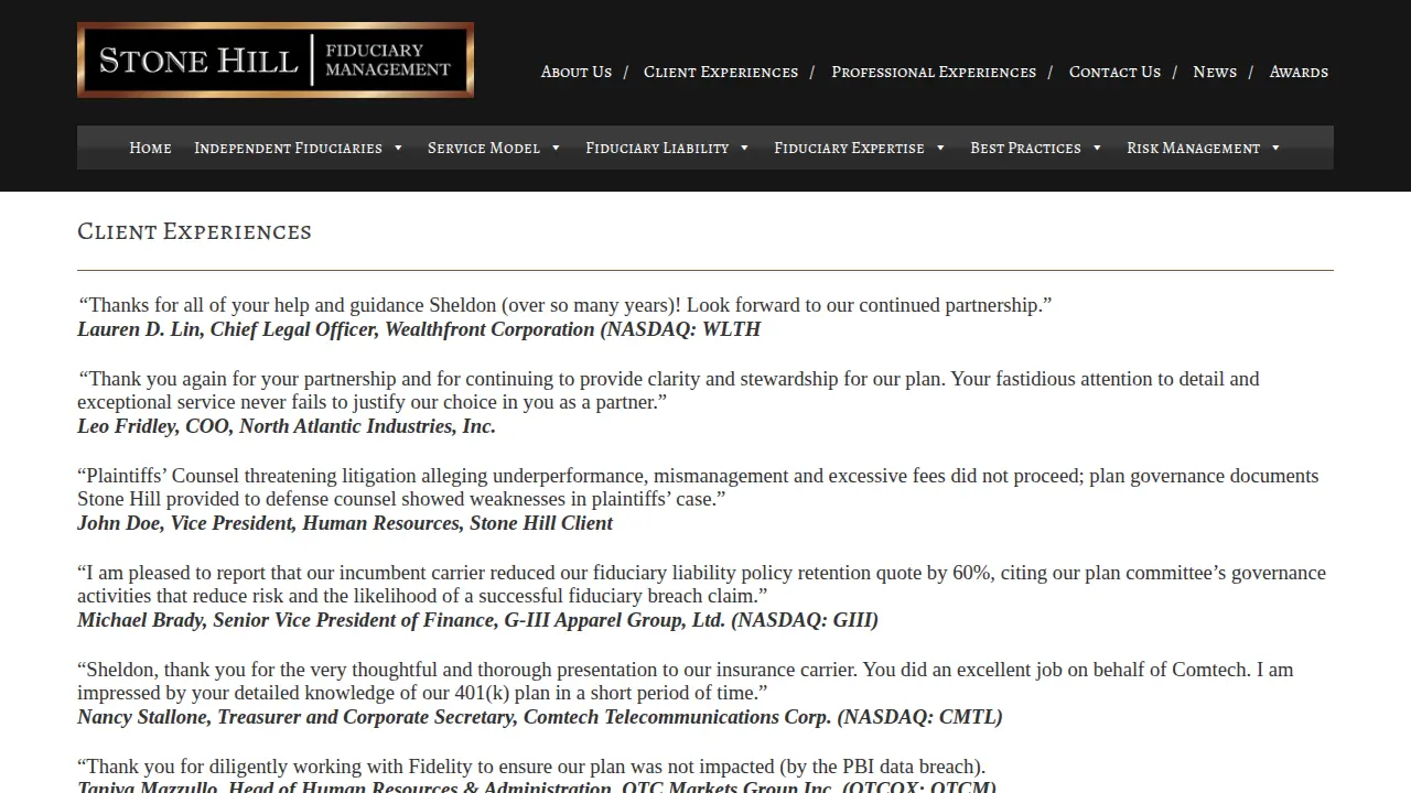 Stone Hill Fiduciary Management, LLC page