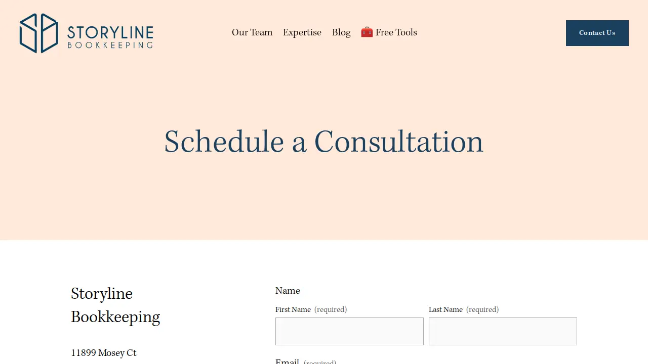 Storyline Bookkeeping page