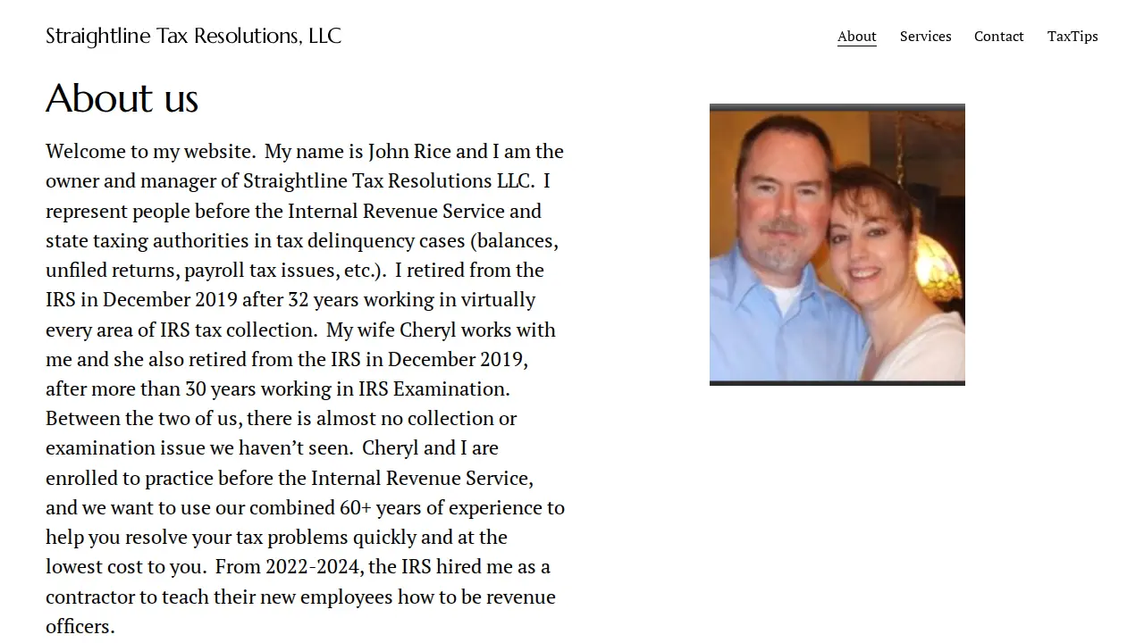 Straightline Tax Resolutions page