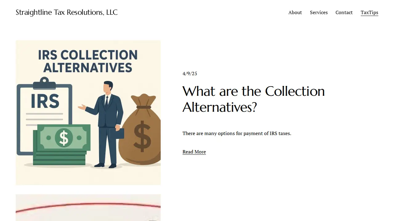 Straightline Tax Resolutions page