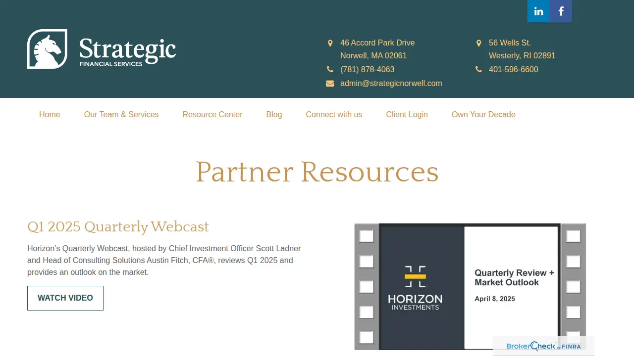 Strategic Financial Services page