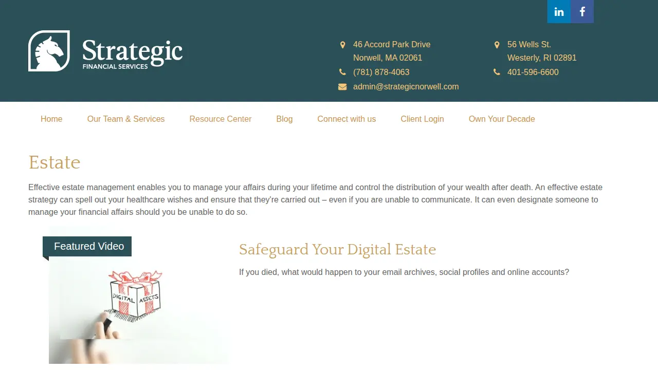 Strategic Financial Services page