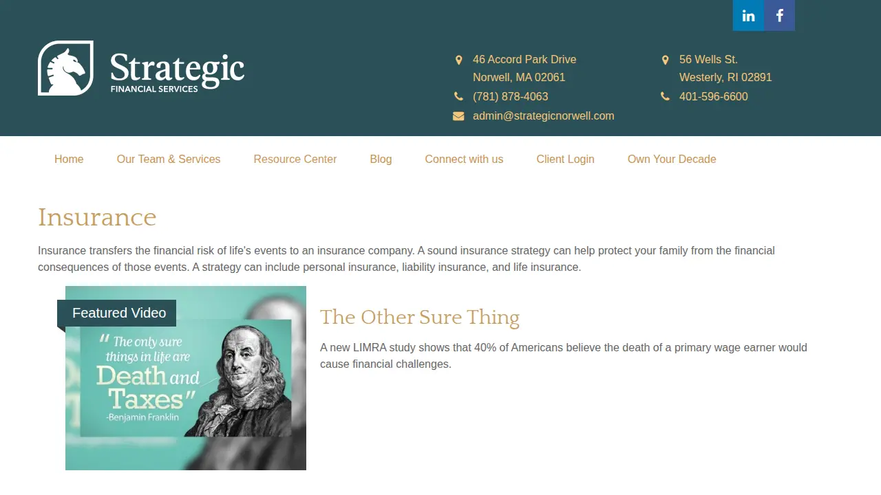 Strategic Financial Services page