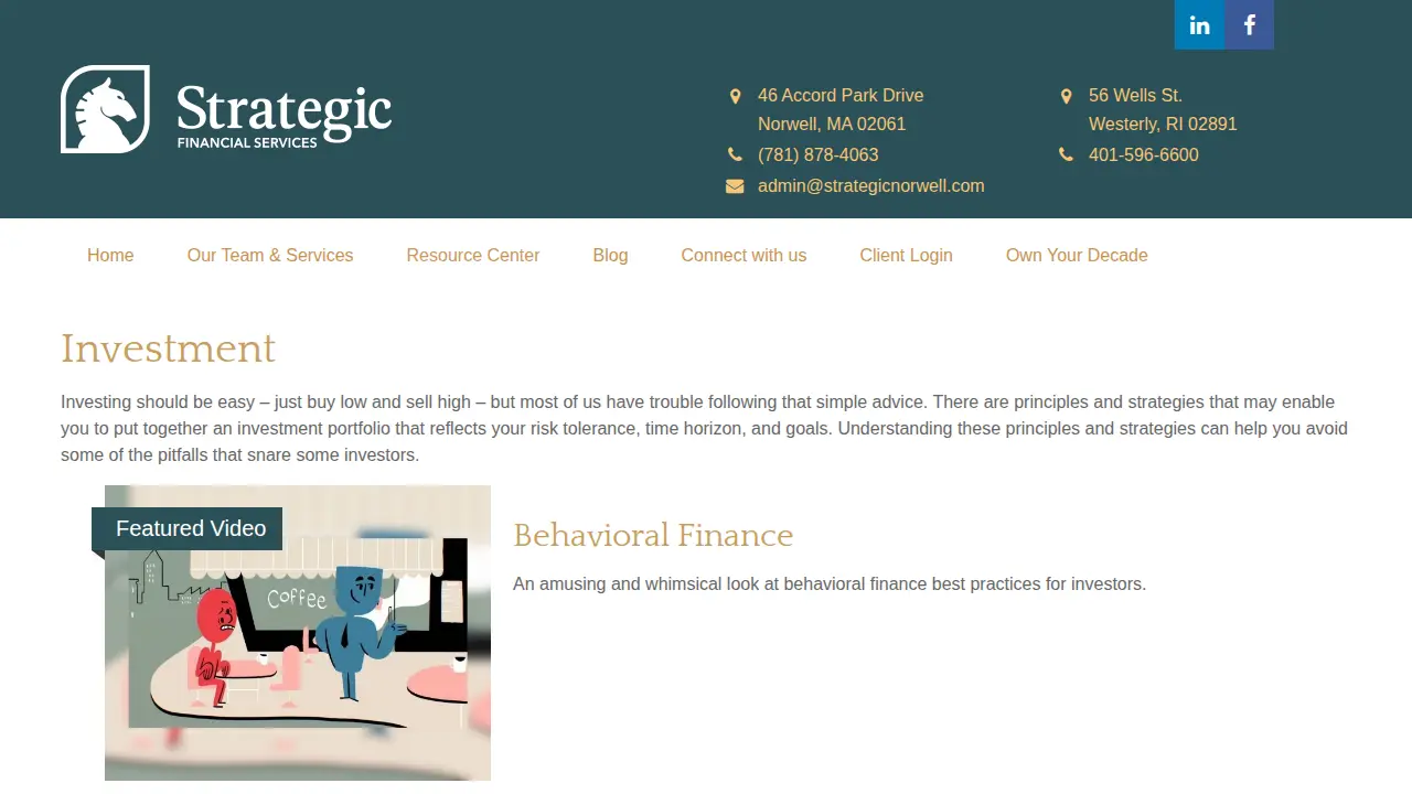 Strategic Financial Services page