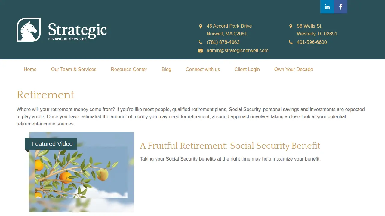 Strategic Financial Services page