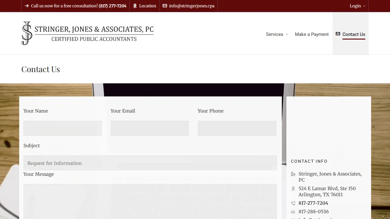Stringer, Jones & Associates, PC page