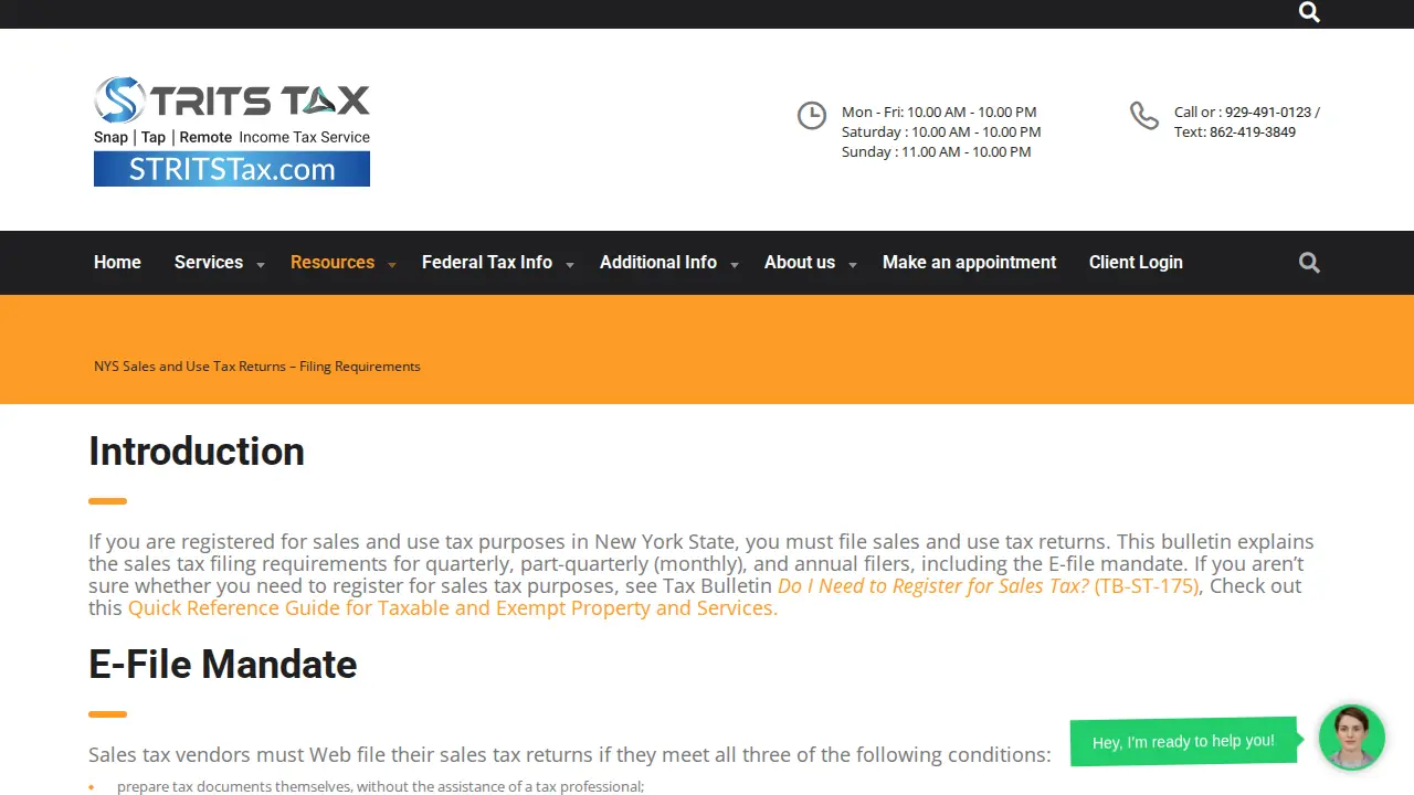 STRITS TAX Services page