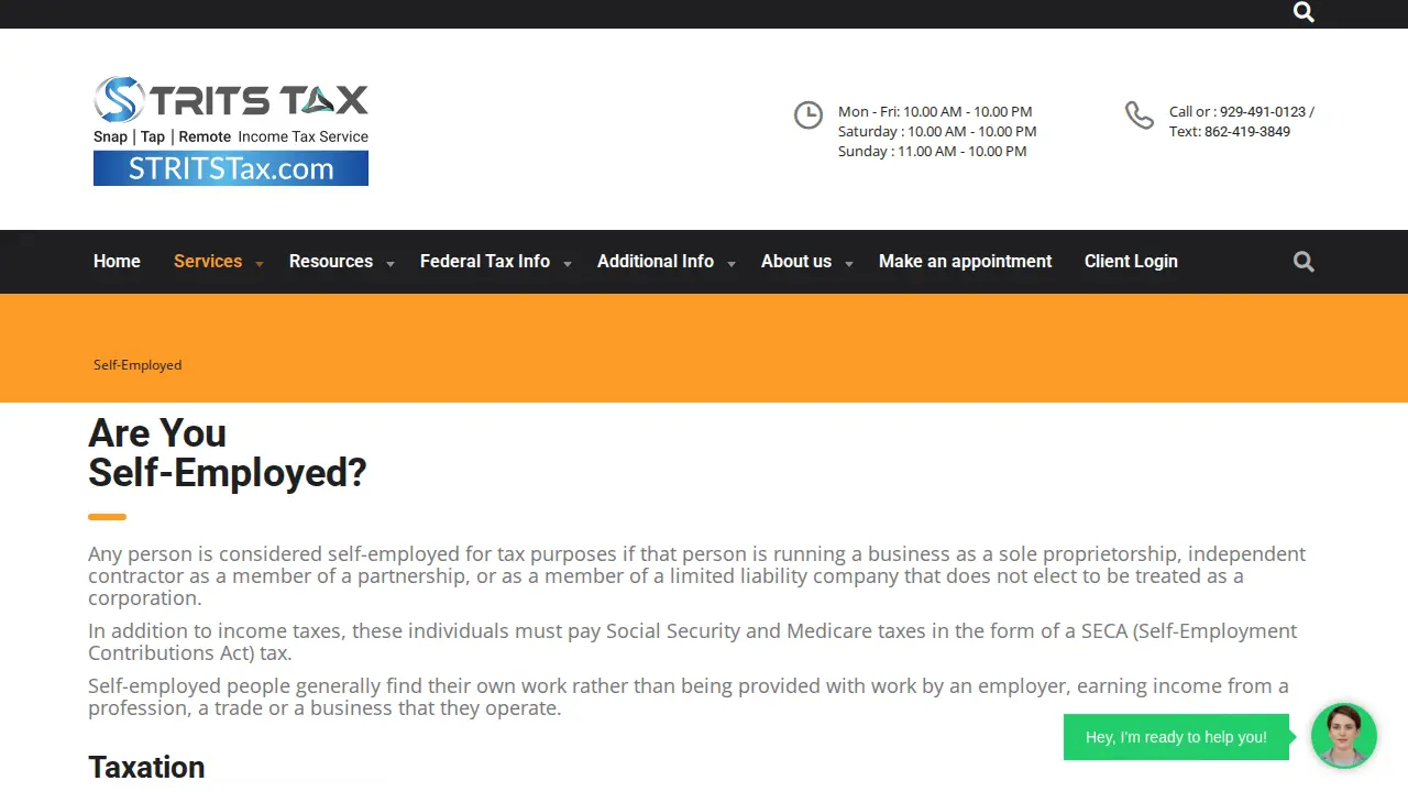 STRITS TAX Services page