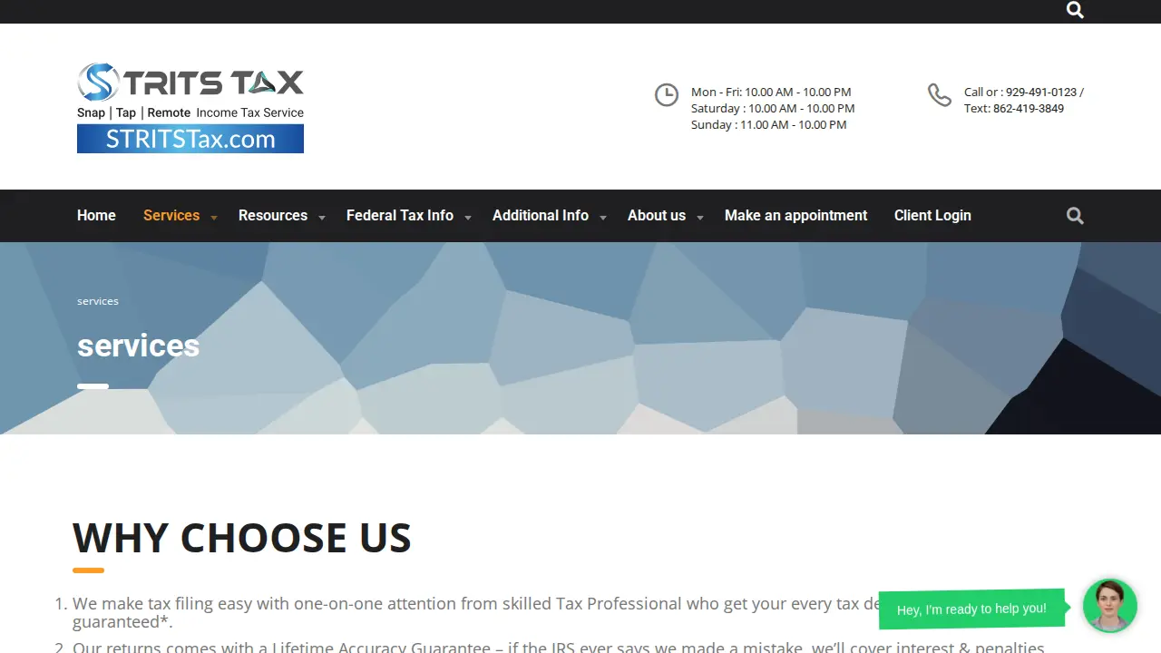 STRITS TAX Services page